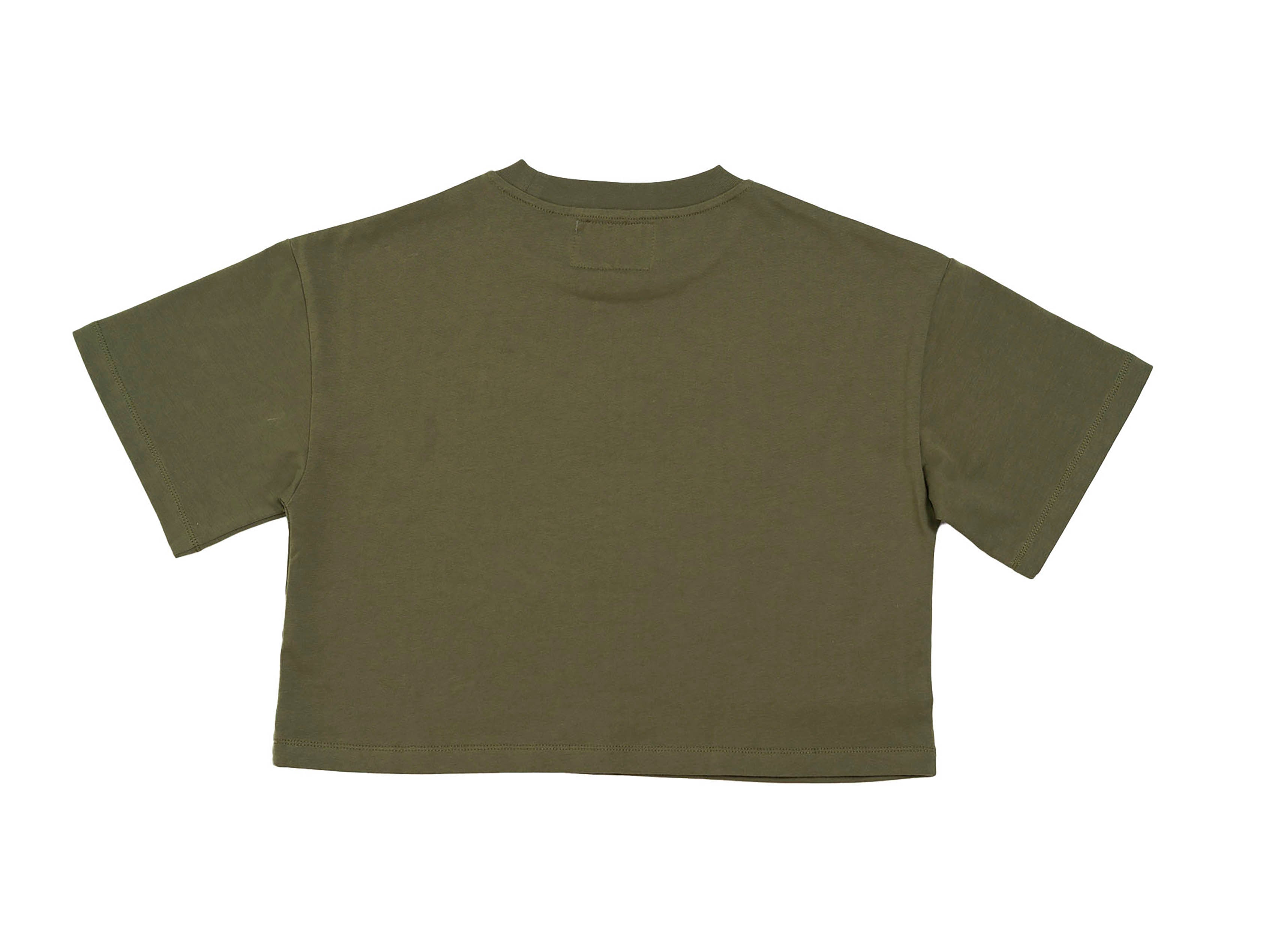 Cropped army grøn t-shirt i 100% bomuld